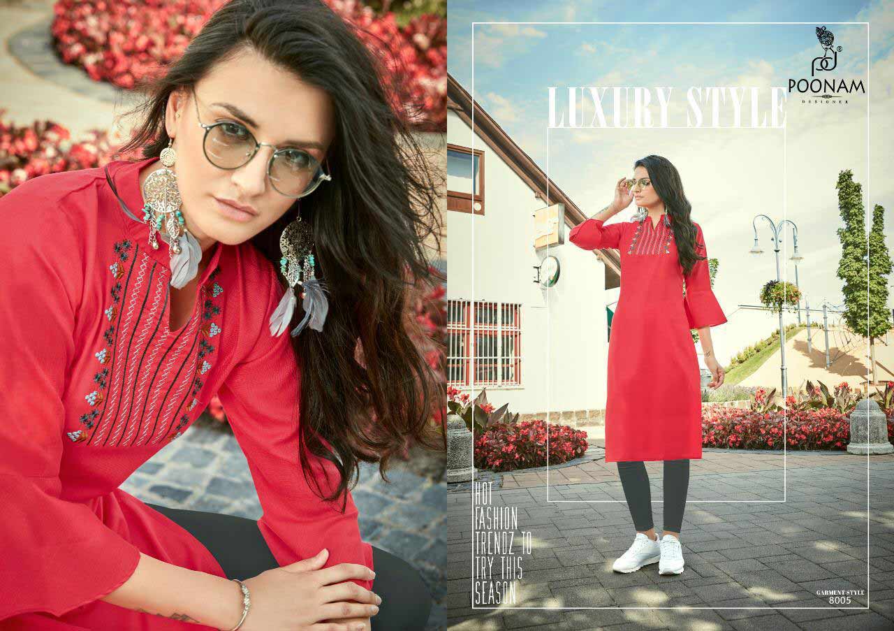 Diva Vol-8 Poonam Designer Embroidery Cotton Kurti Diva Vol-8 Poonam Designer Embroidery Cotton Kurti